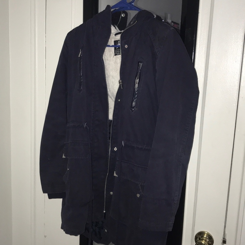 Navy blue stylish winter jacket